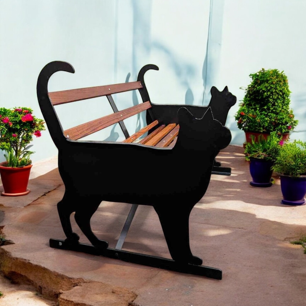 Cat themed garden bench